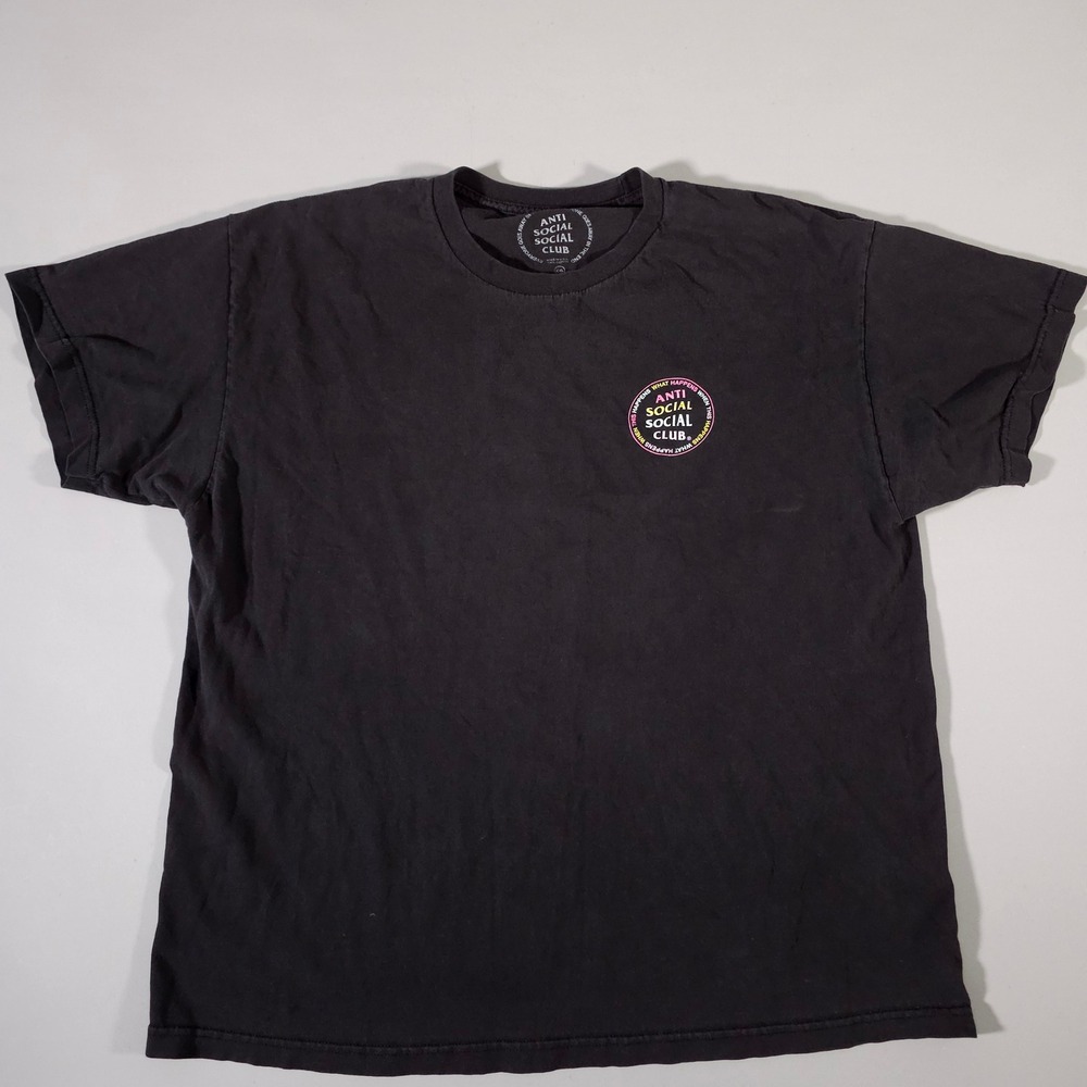 Anti Social Social Club T-Shirt Mens XXL Black Pink Yellow Logo Graphic Tee